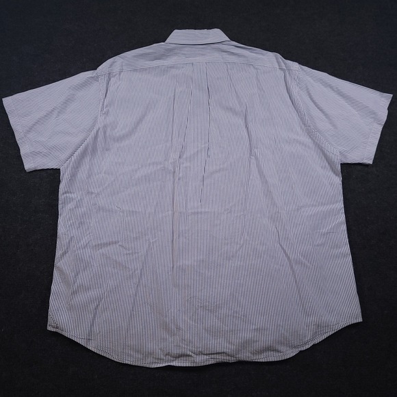 Polo‎ Ralph Lauren Blake XXL 2XL Seersucker Blue White Stripe Short Sleeve Shirt - Picture 7 of 7